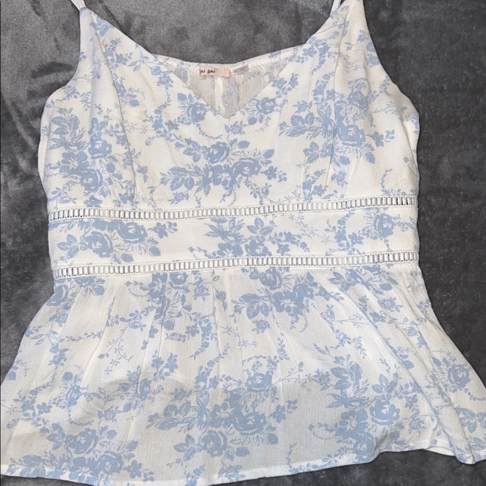 White & Blue Francesca’s Spaghetti Strap Top